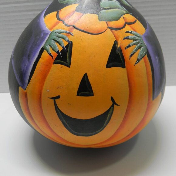 Hand Painted Gourd Halloween Witch Primitive - Picture 3 of 3